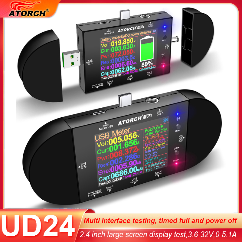 Logic Analyzer Usb - UD24 2.4'인치 USB 테스터 DC5.5 Type-C
